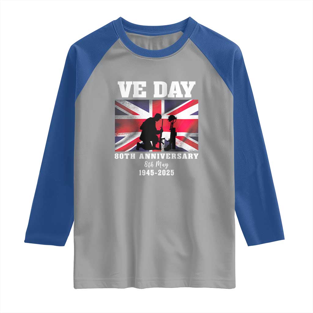 VE Day 80th Anniversary Raglan Shirt Victory in Europe Union Flag WWII Remembrance