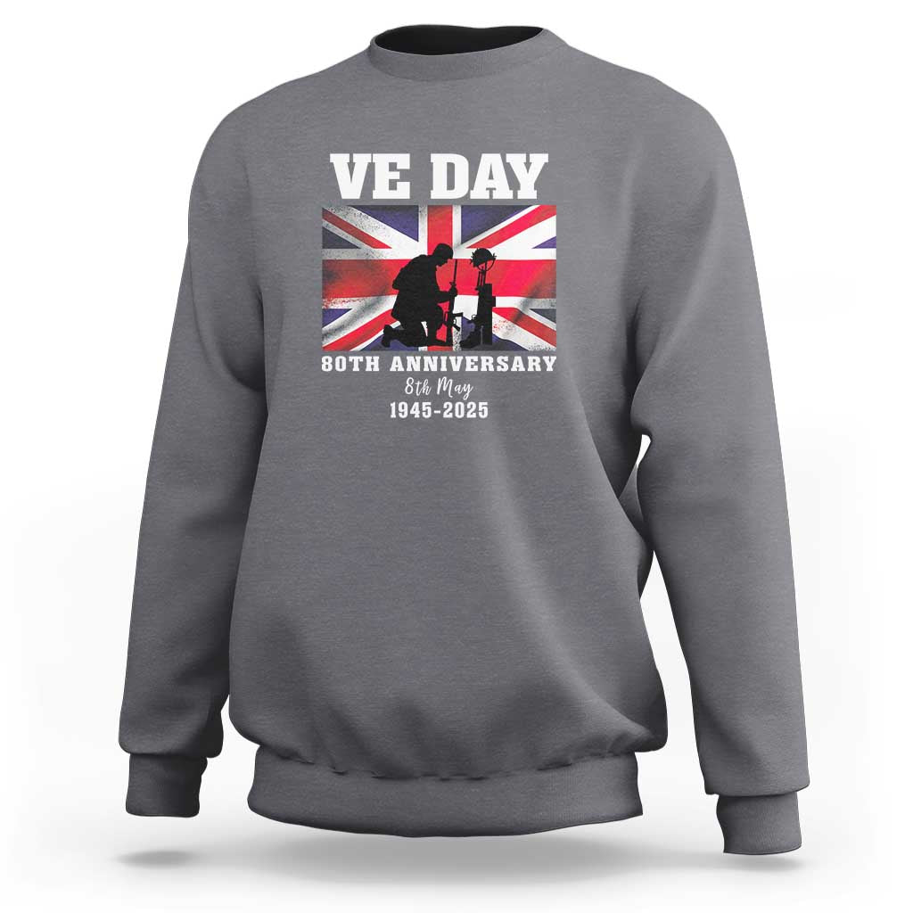 VE Day 80th Anniversary Sweatshirt Victory in Europe Union Flag WWII Remembrance