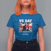 VE Day 80th Anniversary T Shirt For Women Victory in Europe Union Flag WWII Remembrance