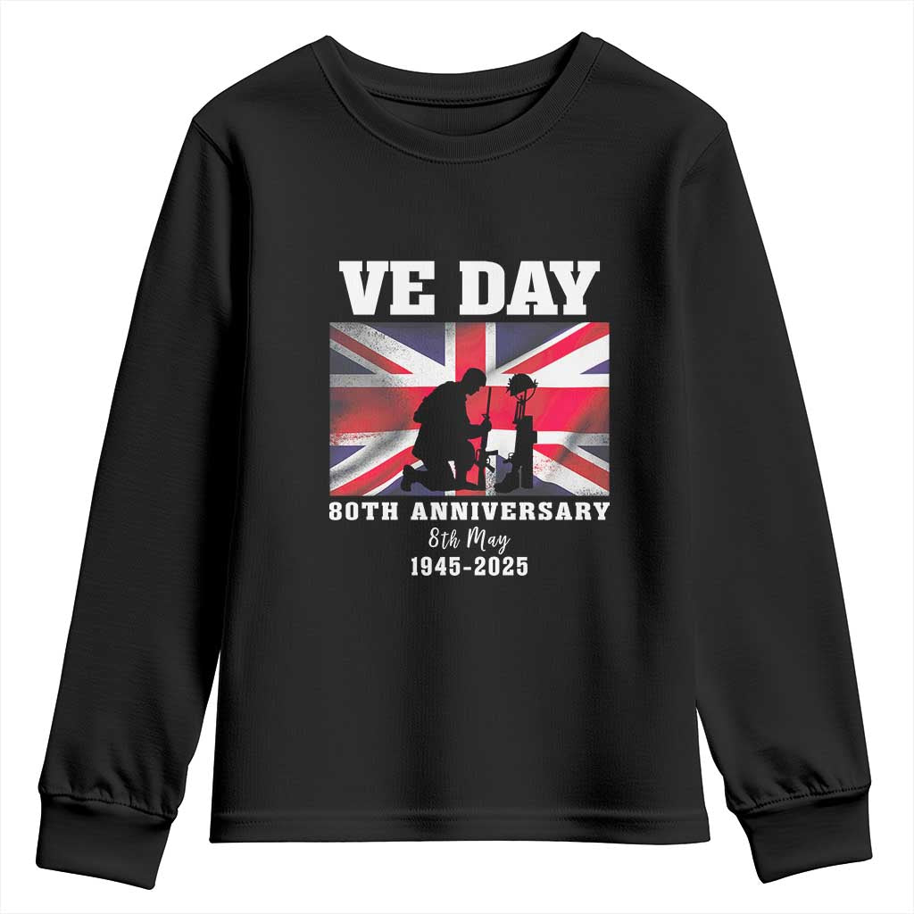 VE Day 80th Anniversary Youth Sweatshirt Victory in Europe Union Flag WWII Remembrance