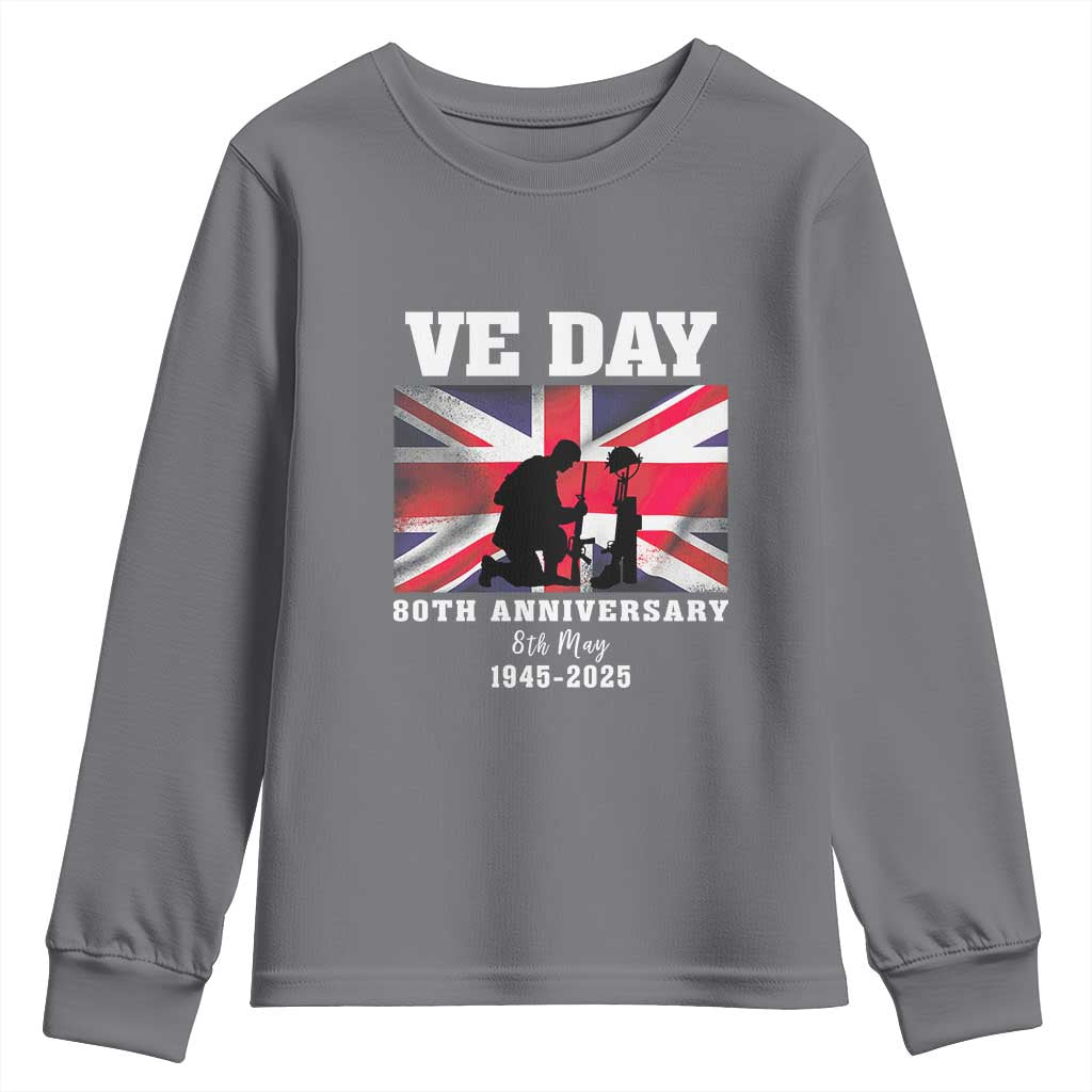 VE Day 80th Anniversary Youth Sweatshirt Victory in Europe Union Flag WWII Remembrance