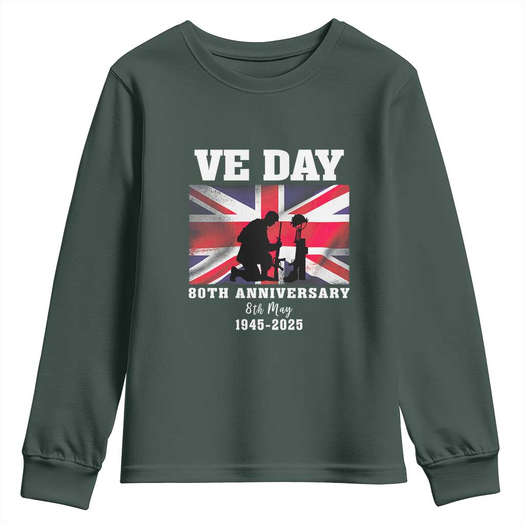VE Day 80th Anniversary Youth Sweatshirt Victory in Europe Union Flag WWII Remembrance