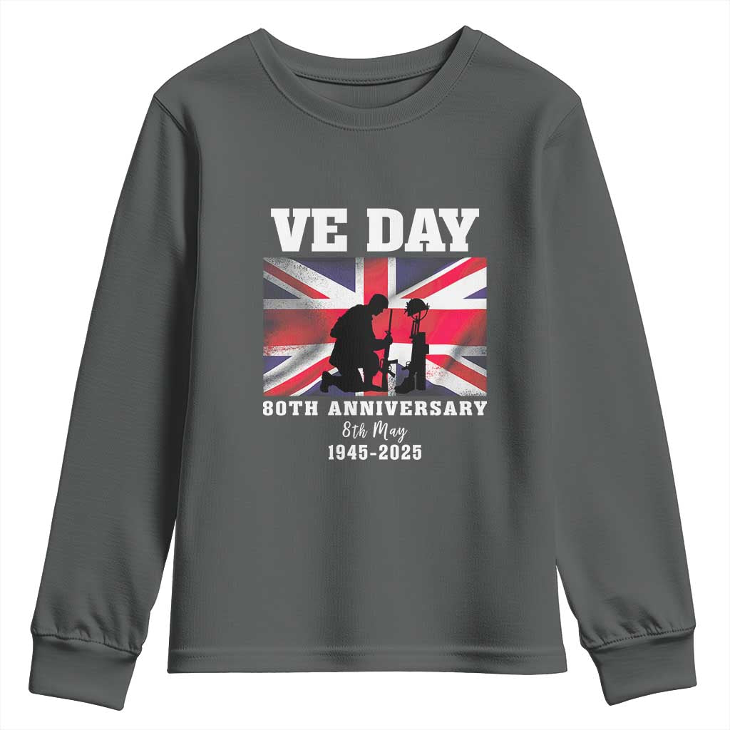 VE Day 80th Anniversary Youth Sweatshirt Victory in Europe Union Flag WWII Remembrance