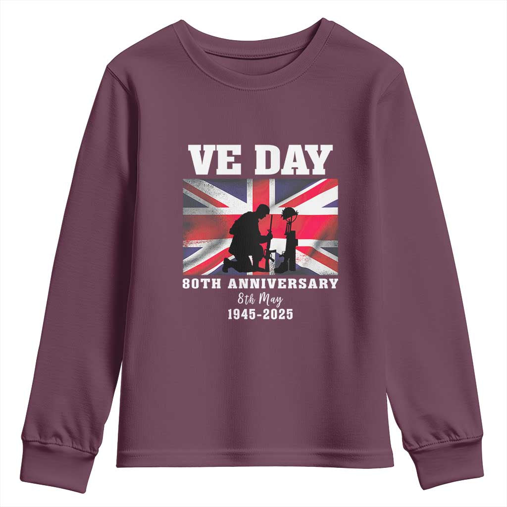 VE Day 80th Anniversary Youth Sweatshirt Victory in Europe Union Flag WWII Remembrance