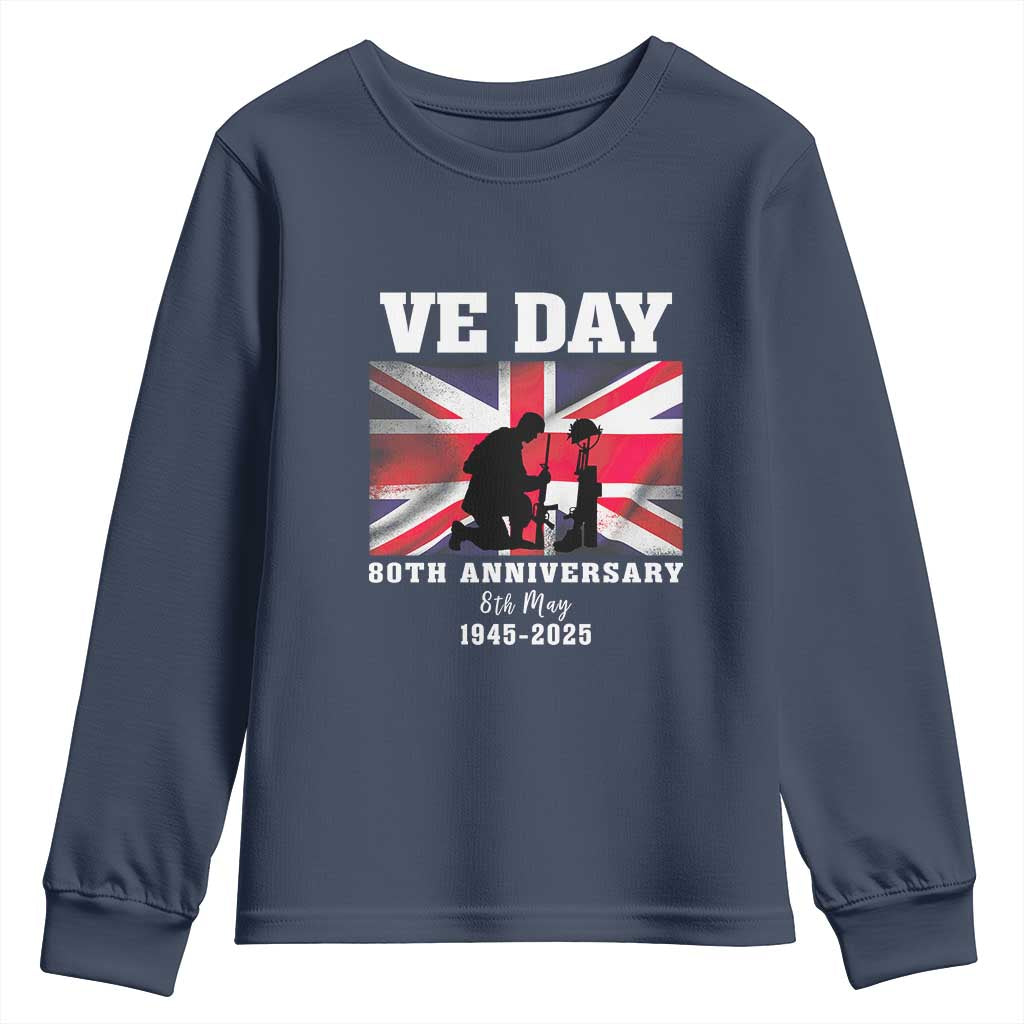 VE Day 80th Anniversary Youth Sweatshirt Victory in Europe Union Flag WWII Remembrance