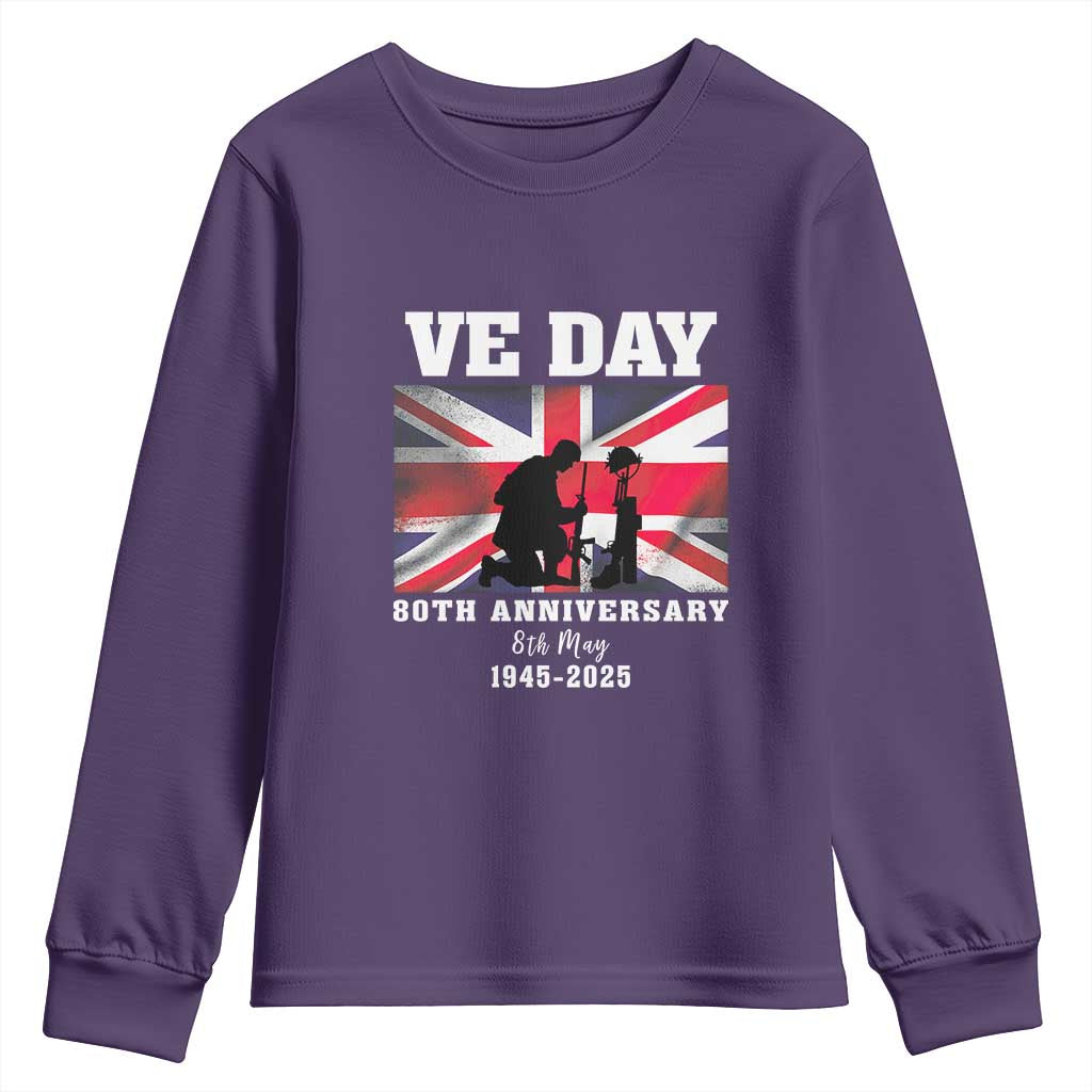 VE Day 80th Anniversary Youth Sweatshirt Victory in Europe Union Flag WWII Remembrance
