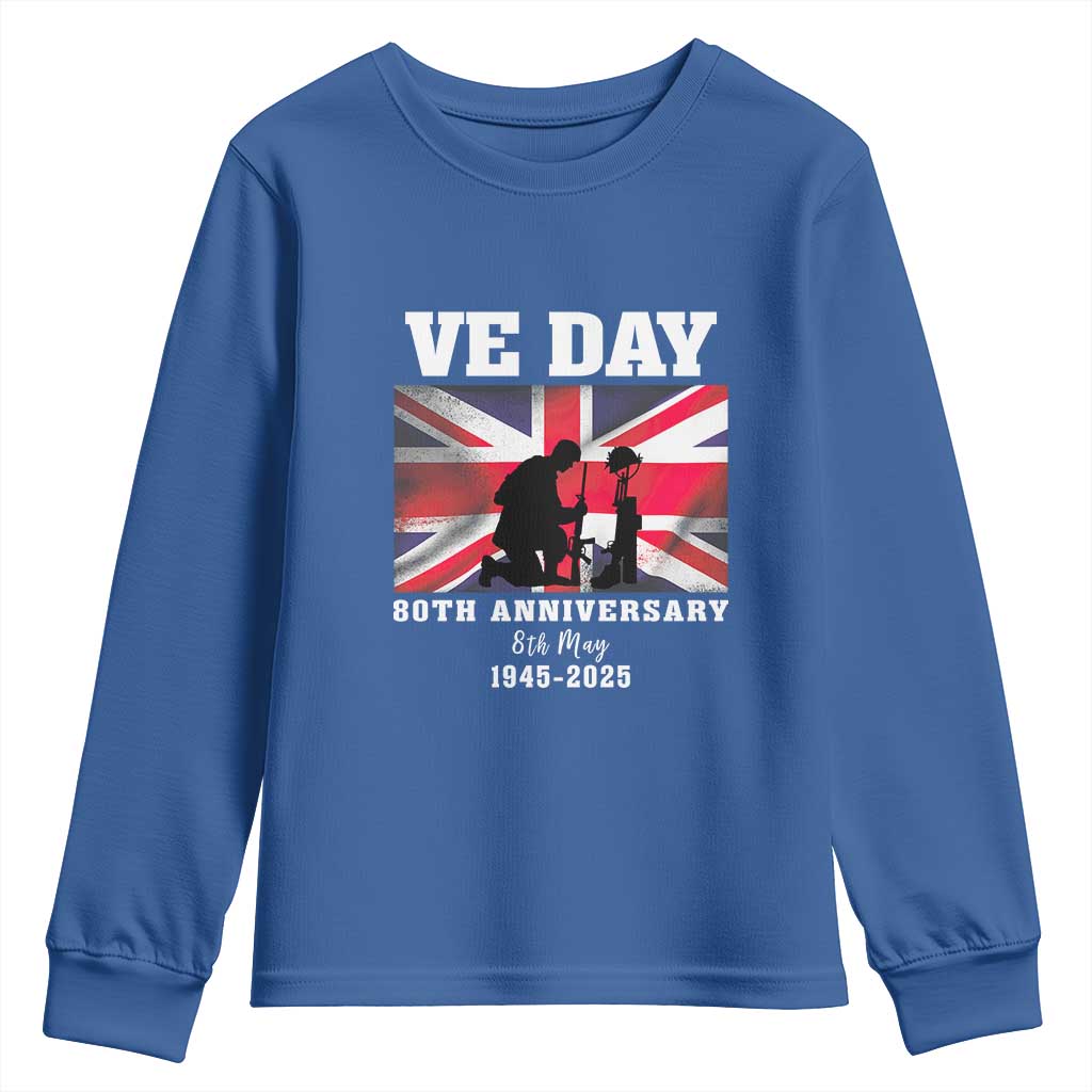 VE Day 80th Anniversary Youth Sweatshirt Victory in Europe Union Flag WWII Remembrance