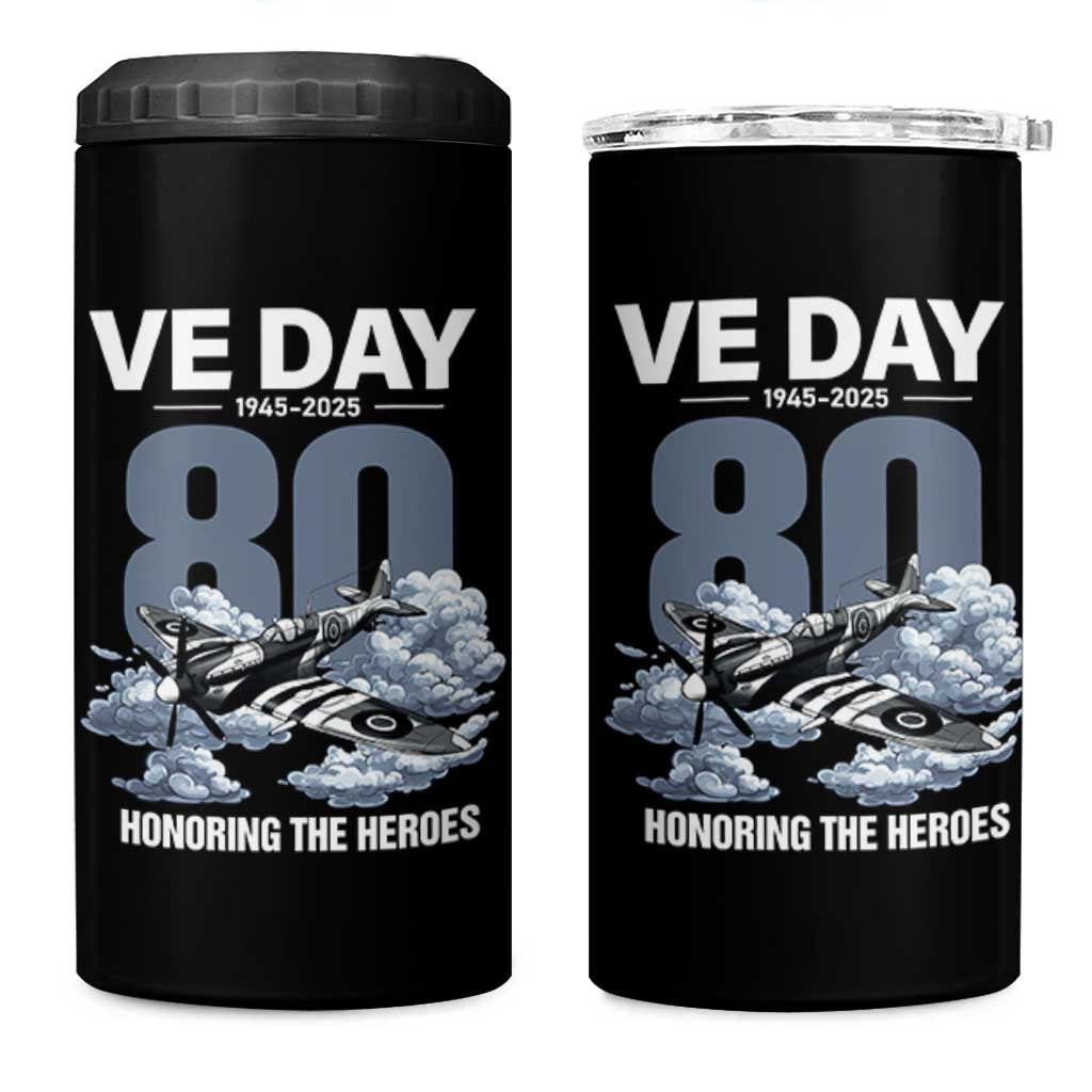 VE Day 80th Anniversary 4 in 1 Can Cooler Tumbler 2025 Celebration WWII Remembrance Retro