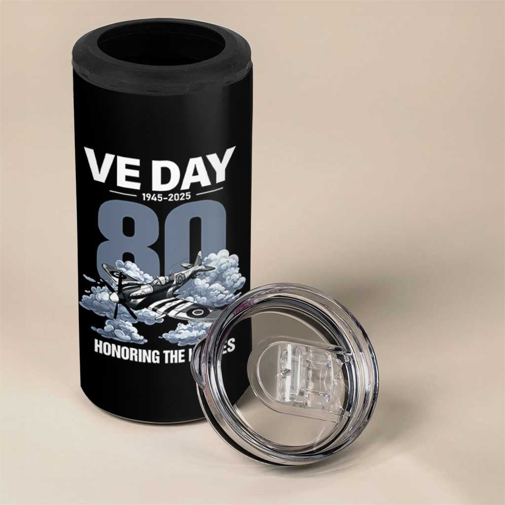 VE Day 80th Anniversary 4 in 1 Can Cooler Tumbler 2025 Celebration WWII Remembrance Retro