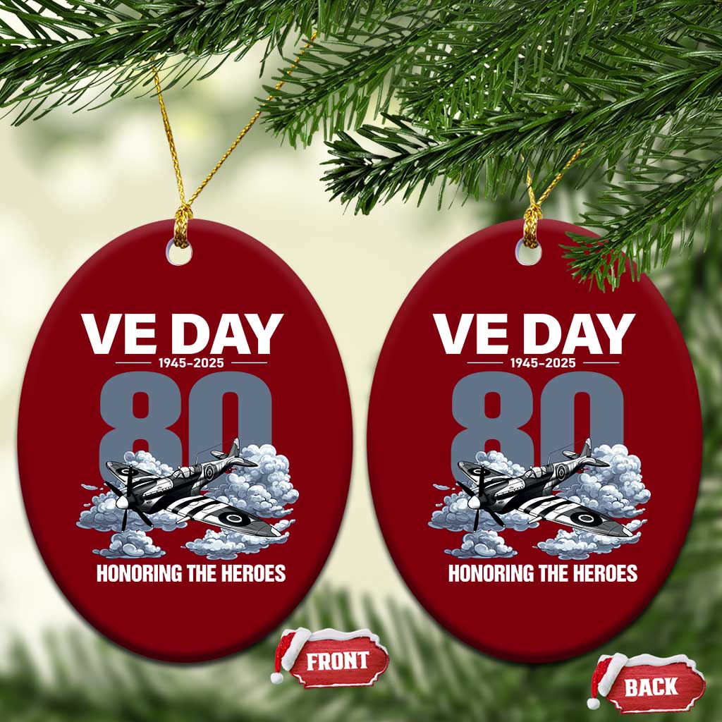 VE Day 80th Anniversary Ceramic Ornament 2025 Celebration WWII Remembrance Retro - Wonder Print Shop