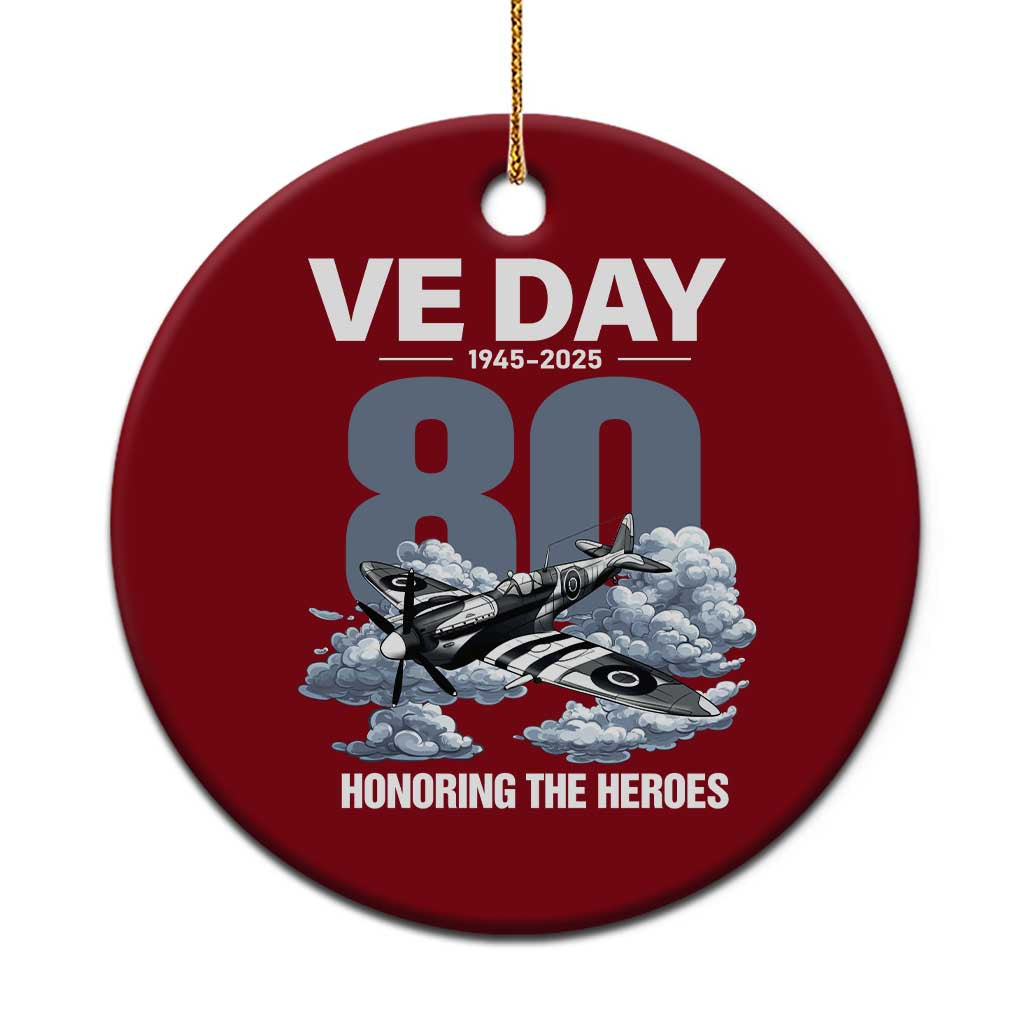 VE Day 80th Anniversary Ceramic Ornament 2025 Celebration WWII Remembrance Retro - Wonder Print Shop