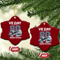 VE Day 80th Anniversary Ceramic Ornament 2025 Celebration WWII Remembrance Retro - Wonder Print Shop
