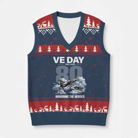 VE Day 80th Anniversary V-Neck Knit Sweater Vest 2025 Celebration WWII Remembrance Retro - Wonder Print Shop