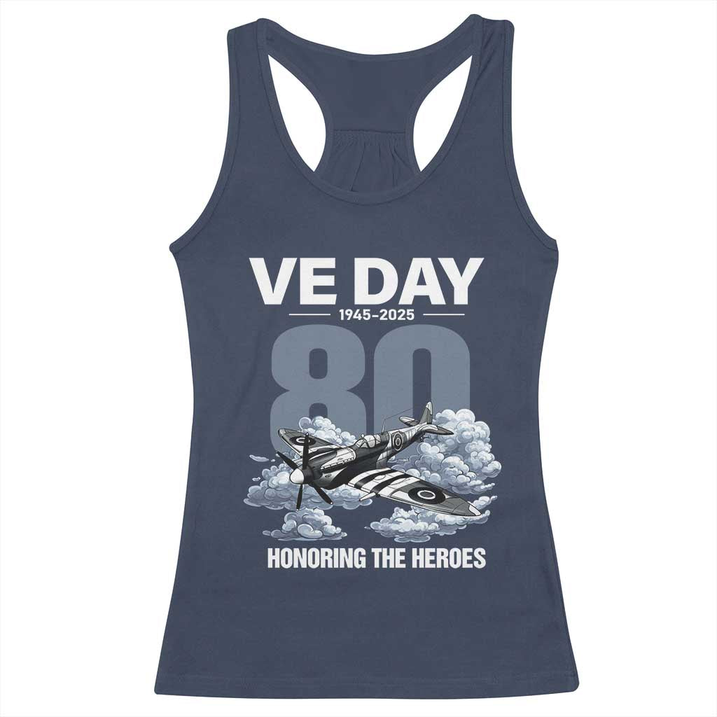 VE Day 80th Anniversary Racerback Tank Top 2025 Celebration WWII Remembrance Retro
