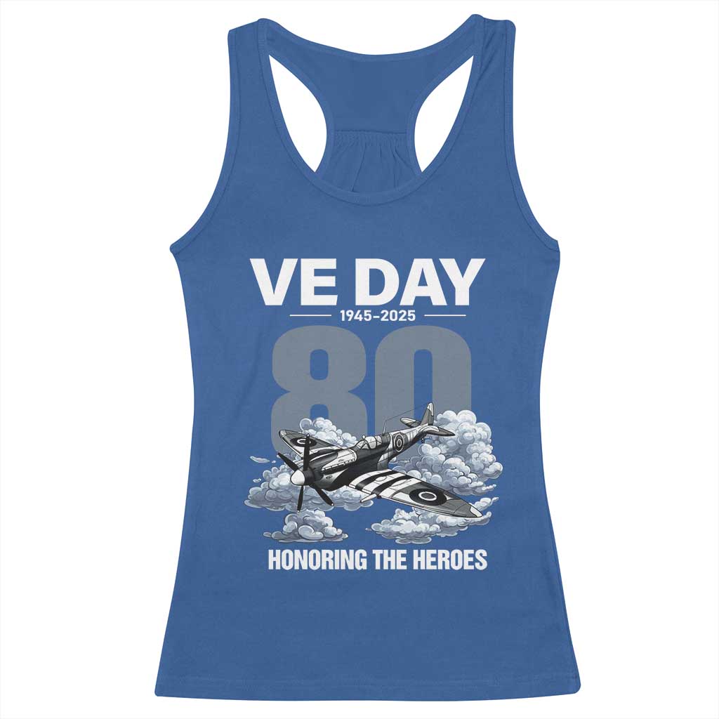 VE Day 80th Anniversary Racerback Tank Top 2025 Celebration WWII Remembrance Retro