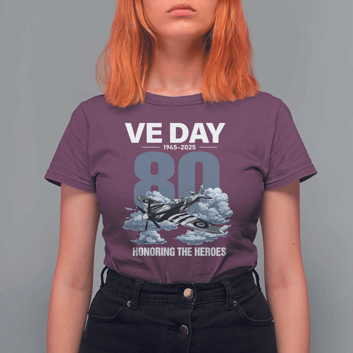 VE Day 80th Anniversary T Shirt For Women 2025 Celebration WWII Remembrance Retro