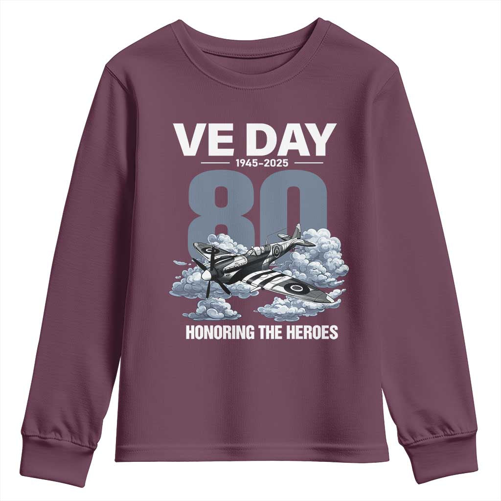 VE Day 80th Anniversary Youth Sweatshirt 2025 Celebration WWII Remembrance Retro