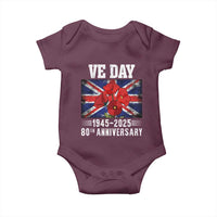 VE Day 80th Anniversary Baby Onesie 2025 Celebration Union Flag Poppies WWII Remembrance