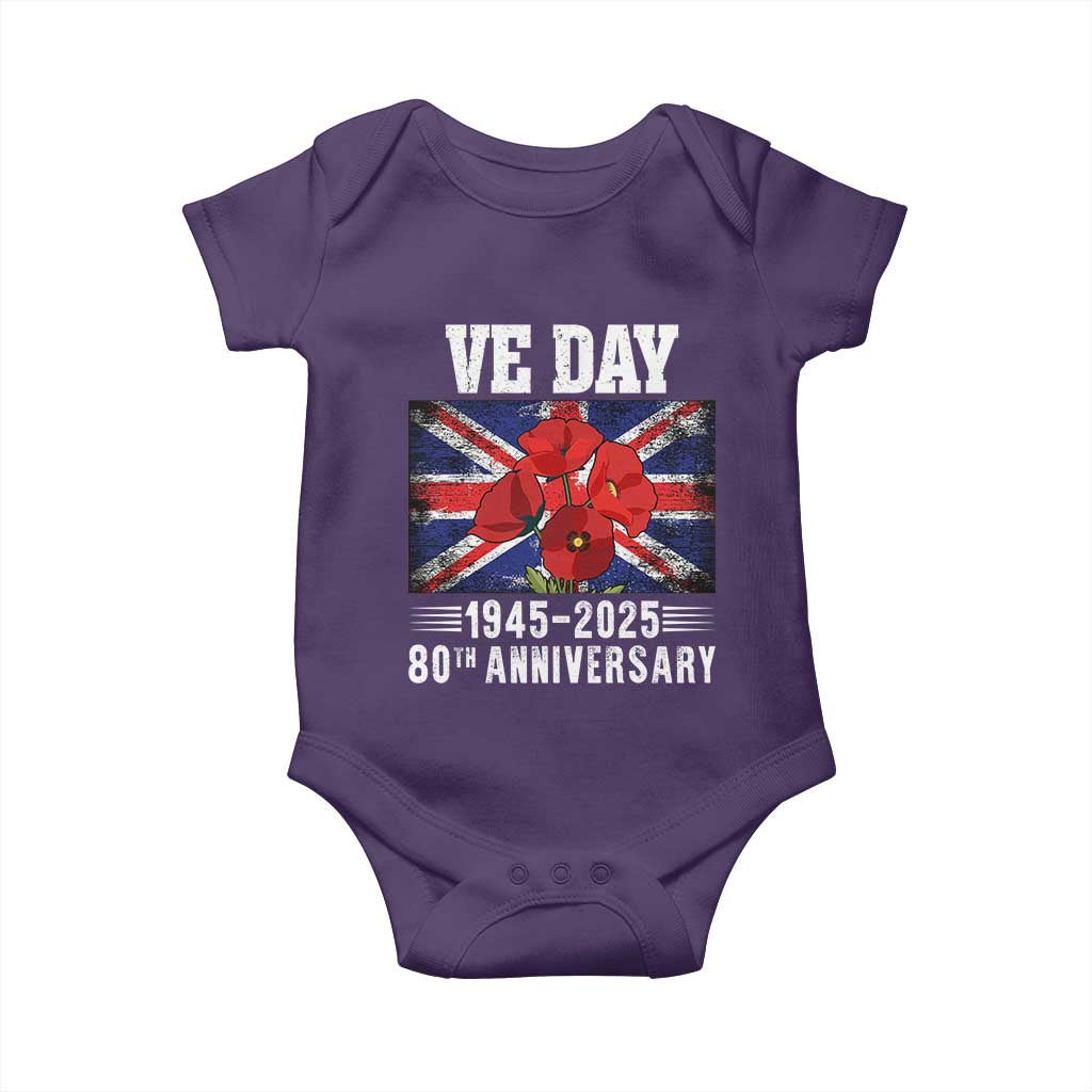 VE Day 80th Anniversary Baby Onesie 2025 Celebration Union Flag Poppies WWII Remembrance