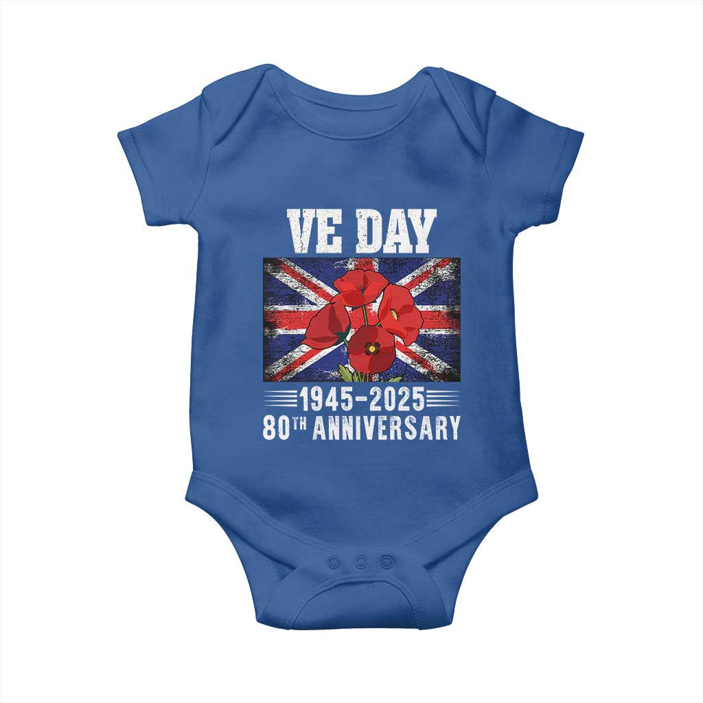 VE Day 80th Anniversary Baby Onesie 2025 Celebration Union Flag Poppies WWII Remembrance