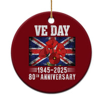 VE Day 80th Anniversary Ceramic Ornament 2025 Celebration Union Flag Poppies WWII Remembrance - Wonder Print Shop