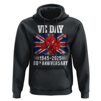 VE Day 80th Anniversary Hoodie 2025 Celebration Union Flag Poppies WWII Remembrance