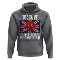 VE Day 80th Anniversary Hoodie 2025 Celebration Union Flag Poppies WWII Remembrance