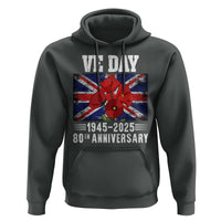 VE Day 80th Anniversary Hoodie 2025 Celebration Union Flag Poppies WWII Remembrance