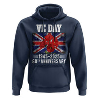 VE Day 80th Anniversary Hoodie 2025 Celebration Union Flag Poppies WWII Remembrance