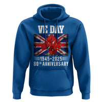 VE Day 80th Anniversary Hoodie 2025 Celebration Union Flag Poppies WWII Remembrance