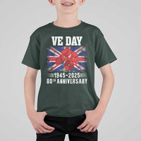 VE Day 80th Anniversary T Shirt For Kid 2025 Celebration Union Flag Poppies WWII Remembrance