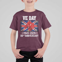 VE Day 80th Anniversary T Shirt For Kid 2025 Celebration Union Flag Poppies WWII Remembrance