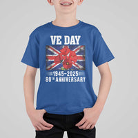 VE Day 80th Anniversary T Shirt For Kid 2025 Celebration Union Flag Poppies WWII Remembrance