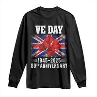 VE Day 80th Anniversary Long Sleeve Shirt 2025 Celebration Union Flag Poppies WWII Remembrance