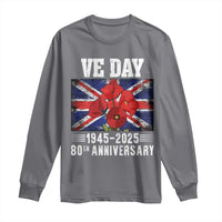 VE Day 80th Anniversary Long Sleeve Shirt 2025 Celebration Union Flag Poppies WWII Remembrance
