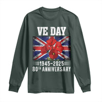 VE Day 80th Anniversary Long Sleeve Shirt 2025 Celebration Union Flag Poppies WWII Remembrance