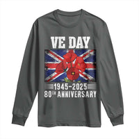 VE Day 80th Anniversary Long Sleeve Shirt 2025 Celebration Union Flag Poppies WWII Remembrance