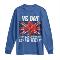 VE Day 80th Anniversary Long Sleeve Shirt 2025 Celebration Union Flag Poppies WWII Remembrance