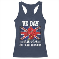 VE Day 80th Anniversary Racerback Tank Top 2025 Celebration Union Flag Poppies WWII Remembrance