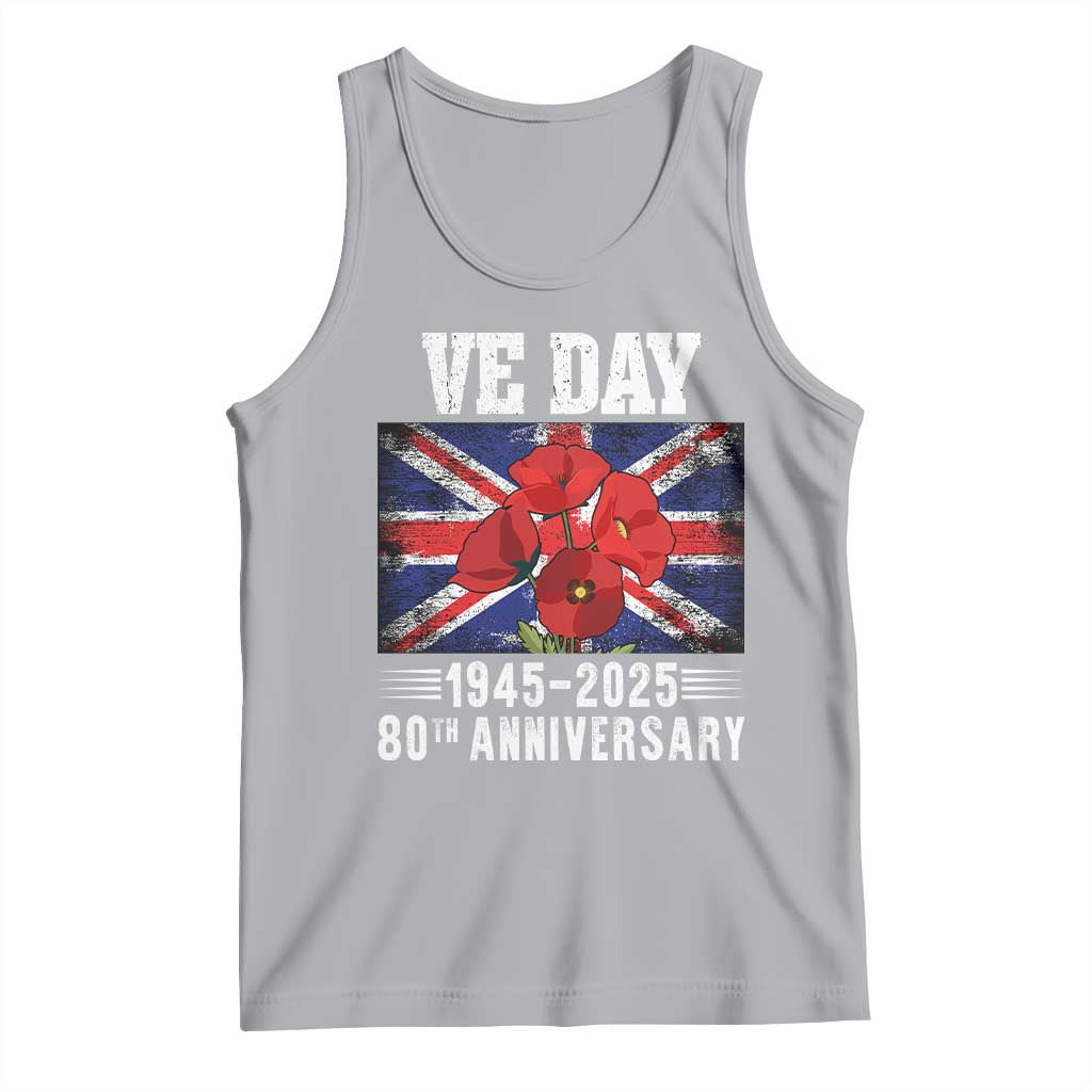 VE Day 80th Anniversary Tank Top 2025 Celebration Union Flag Poppies WWII Remembrance