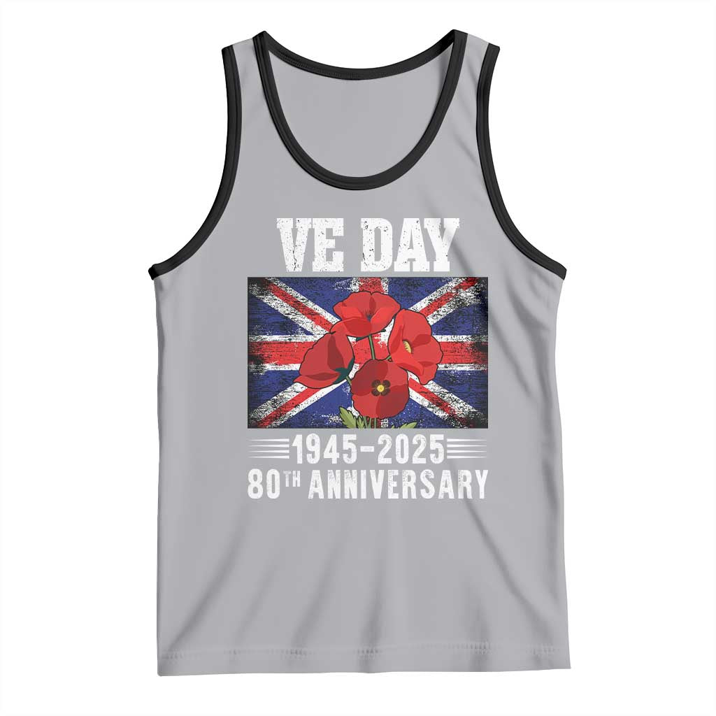 VE Day 80th Anniversary Tank Top 2025 Celebration Union Flag Poppies WWII Remembrance