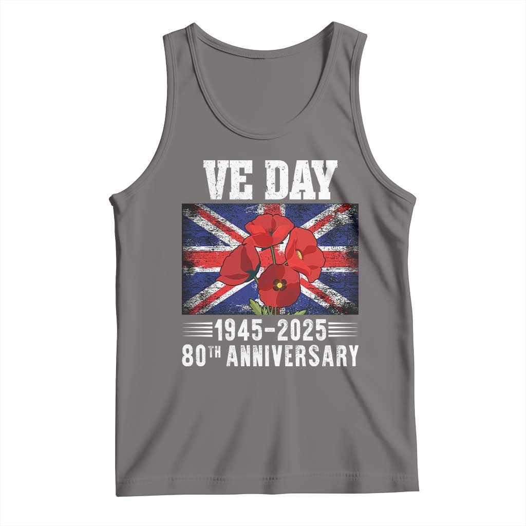 VE Day 80th Anniversary Tank Top 2025 Celebration Union Flag Poppies WWII Remembrance
