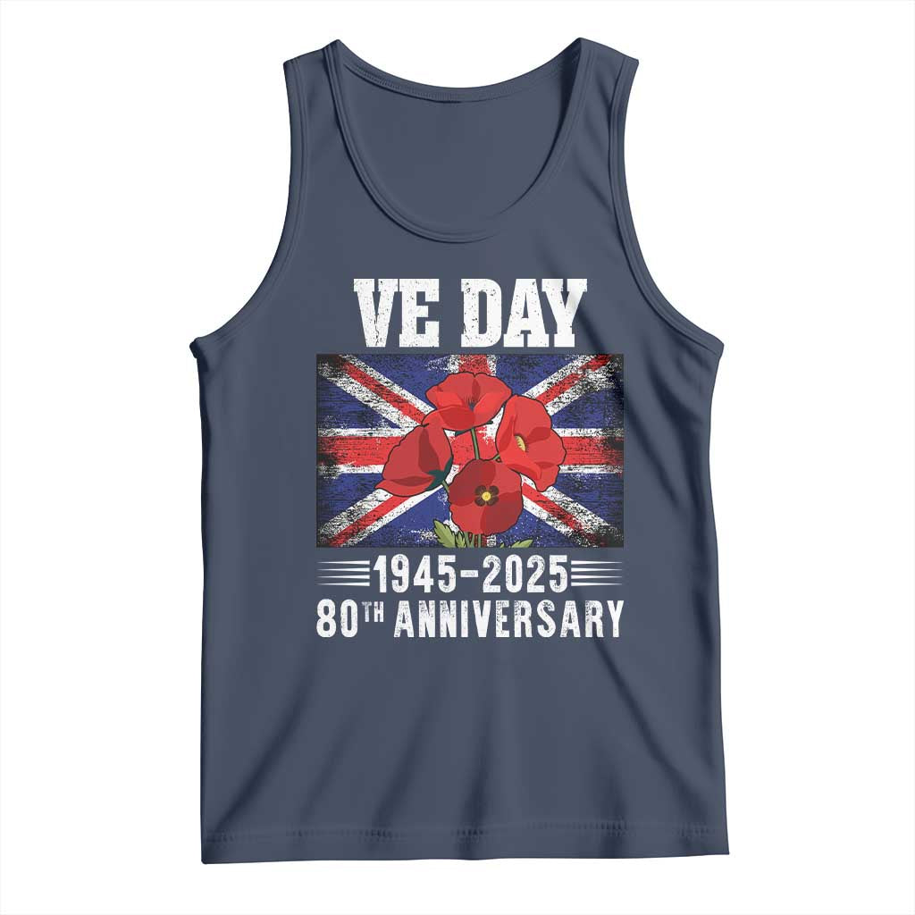 VE Day 80th Anniversary Tank Top 2025 Celebration Union Flag Poppies WWII Remembrance