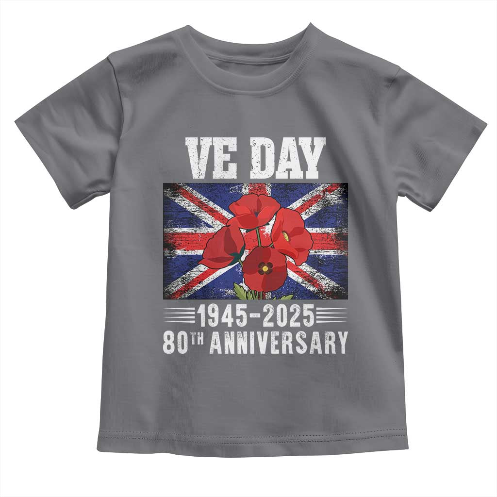VE Day 80th Anniversary Toddler T Shirt 2025 Celebration Union Flag Poppies WWII Remembrance