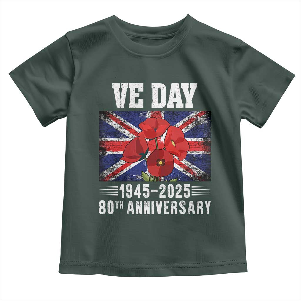 VE Day 80th Anniversary Toddler T Shirt 2025 Celebration Union Flag Poppies WWII Remembrance