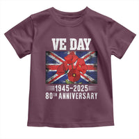 VE Day 80th Anniversary Toddler T Shirt 2025 Celebration Union Flag Poppies WWII Remembrance