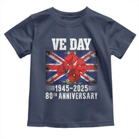 VE Day 80th Anniversary Toddler T Shirt 2025 Celebration Union Flag Poppies WWII Remembrance