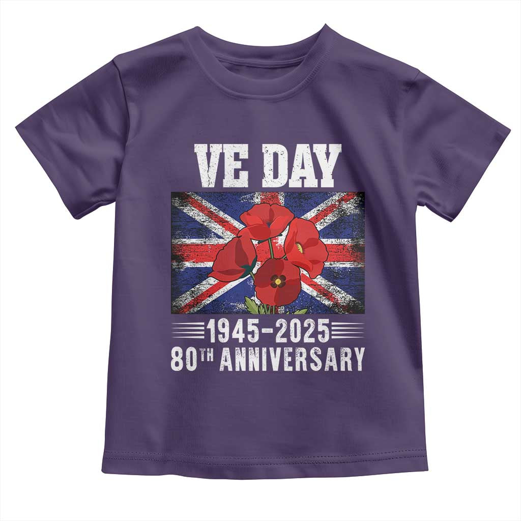VE Day 80th Anniversary Toddler T Shirt 2025 Celebration Union Flag Poppies WWII Remembrance