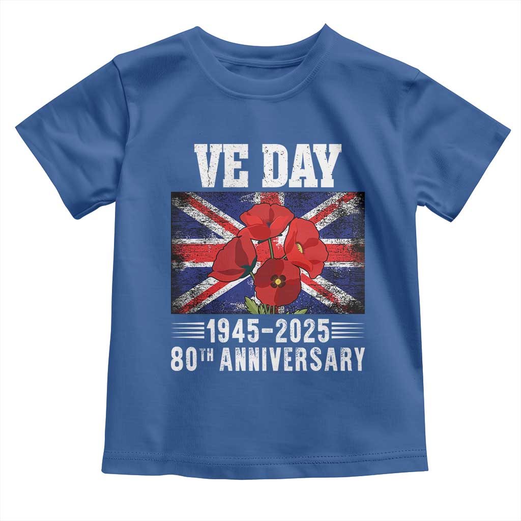 VE Day 80th Anniversary Toddler T Shirt 2025 Celebration Union Flag Poppies WWII Remembrance