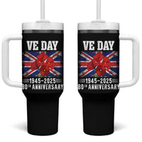 VE Day 80th Anniversary Tumbler With Handle 2025 Celebration Union Flag Poppies WWII Remembrance